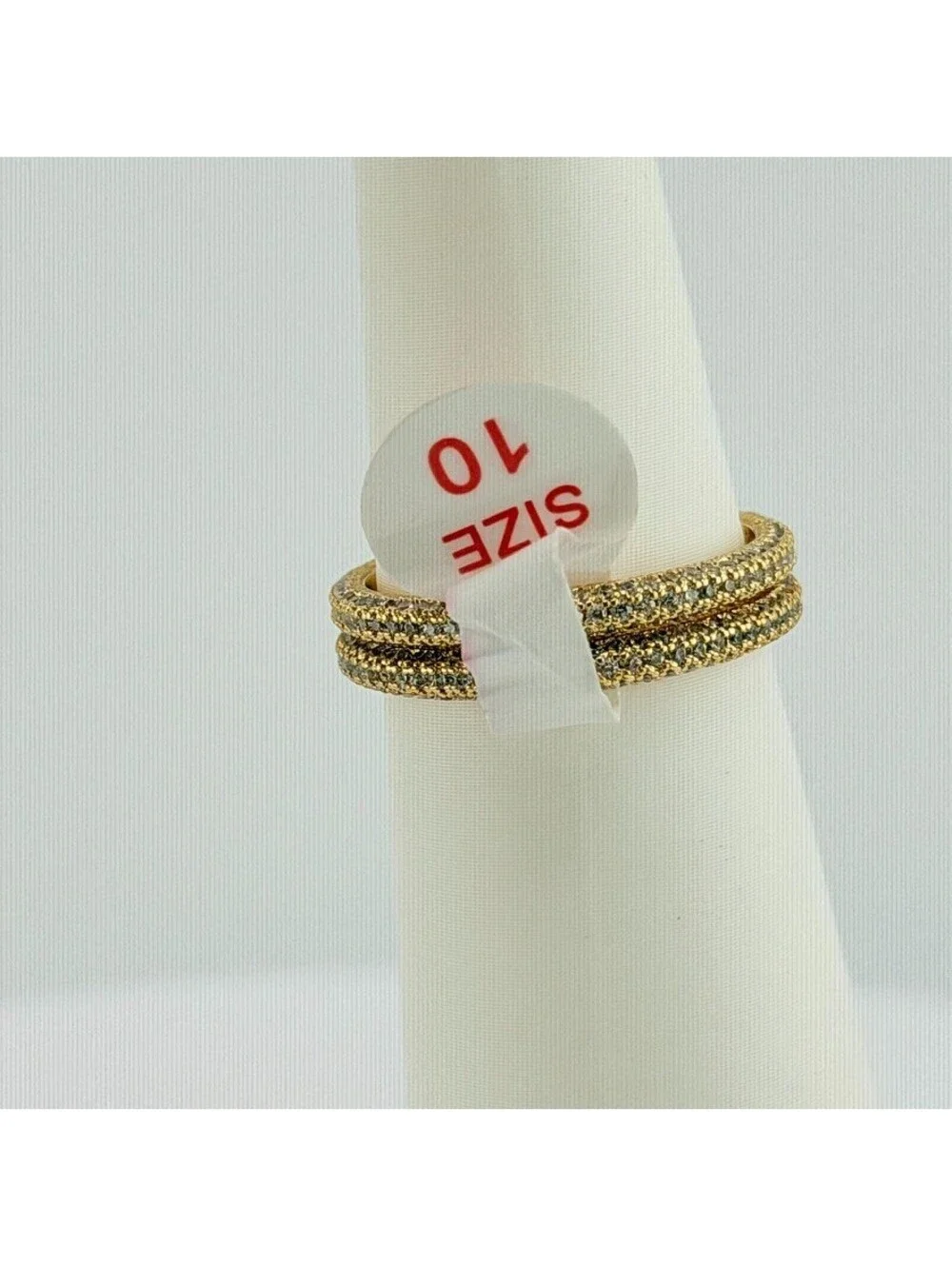 Bomb Party Sz 10 2 Clear Cz Pave 360 Bands on Yellow Gold